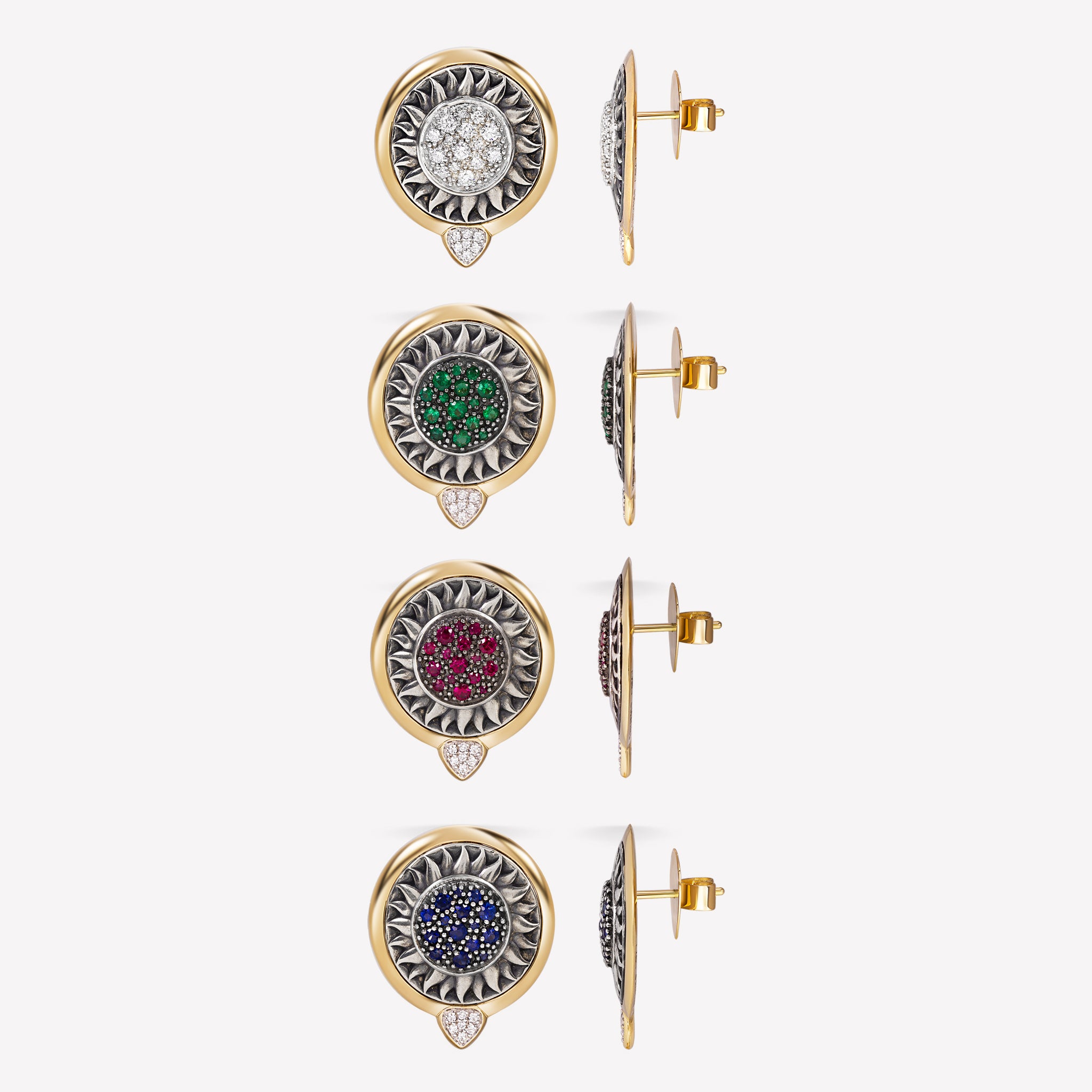 marinab.com, Soleil Precious Stone Pavé Stud Earrings