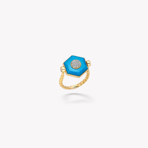 marinab.com, Soleil Turquoise Hexagon Flip Ring