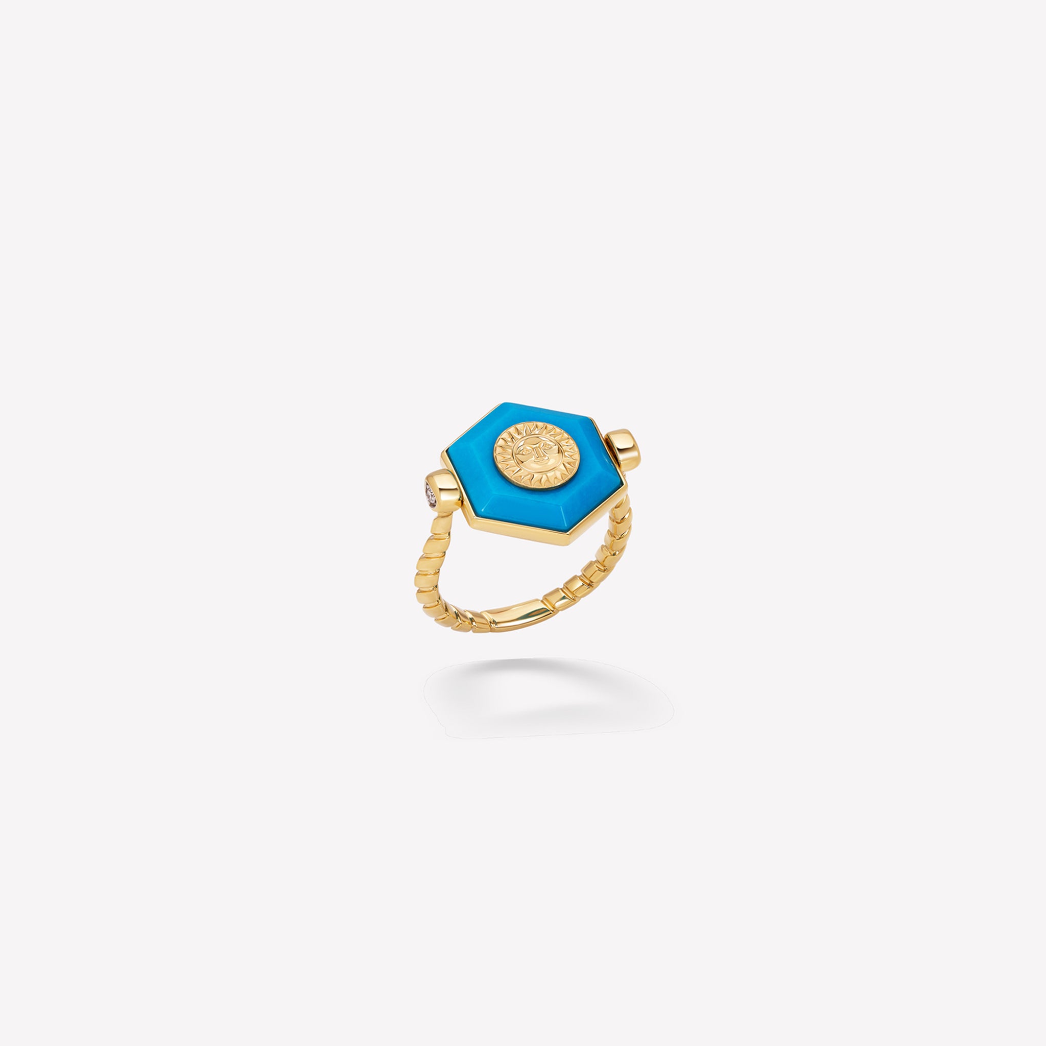 marinab.com, Soleil Turquoise Hexagon Flip Ring