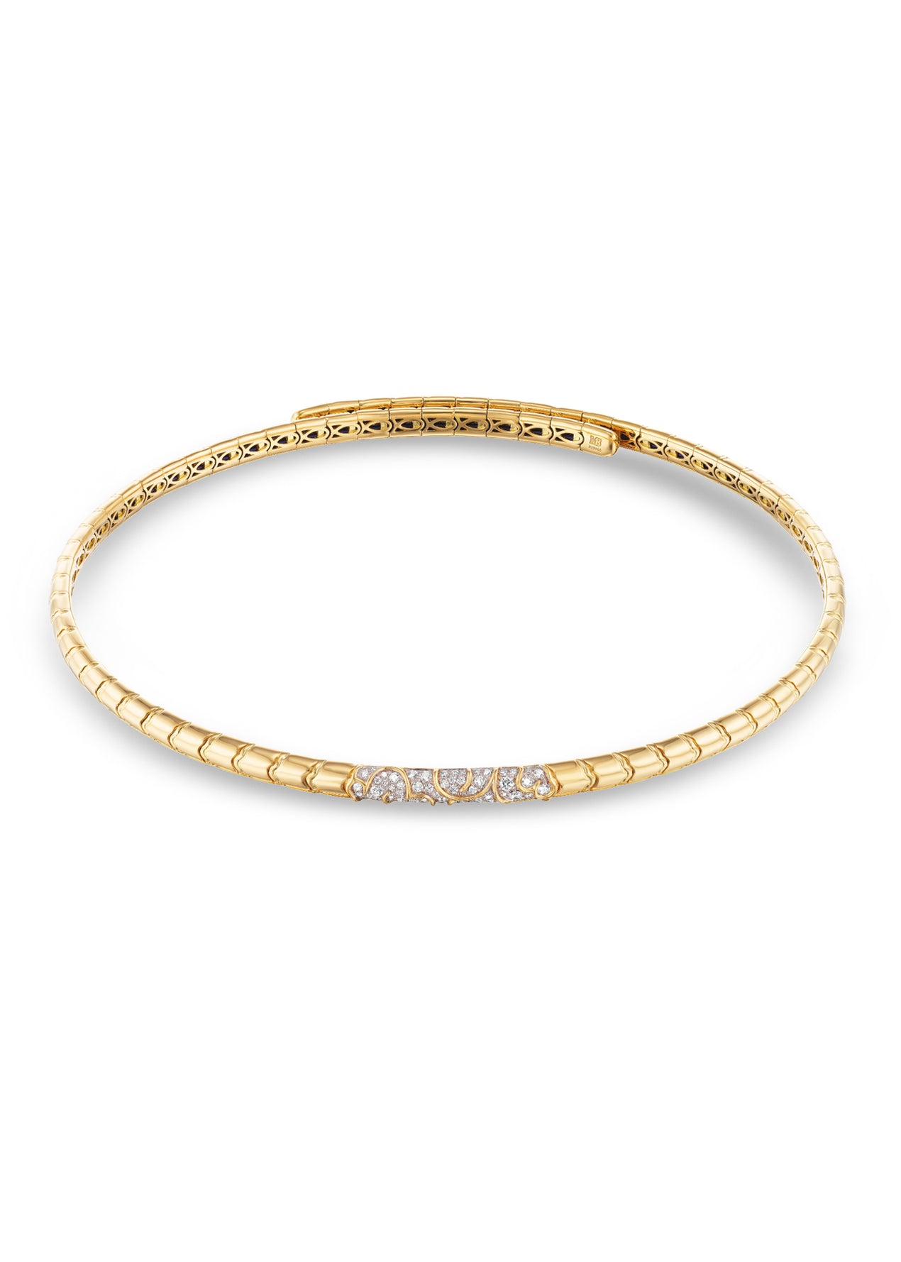 Triangolini Diamond Bangle with Pavé Diamonds – 18K Yellow Gold