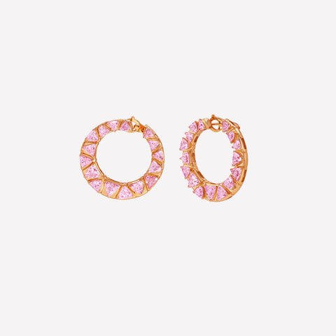 Pink Triangoli Moon Earrings