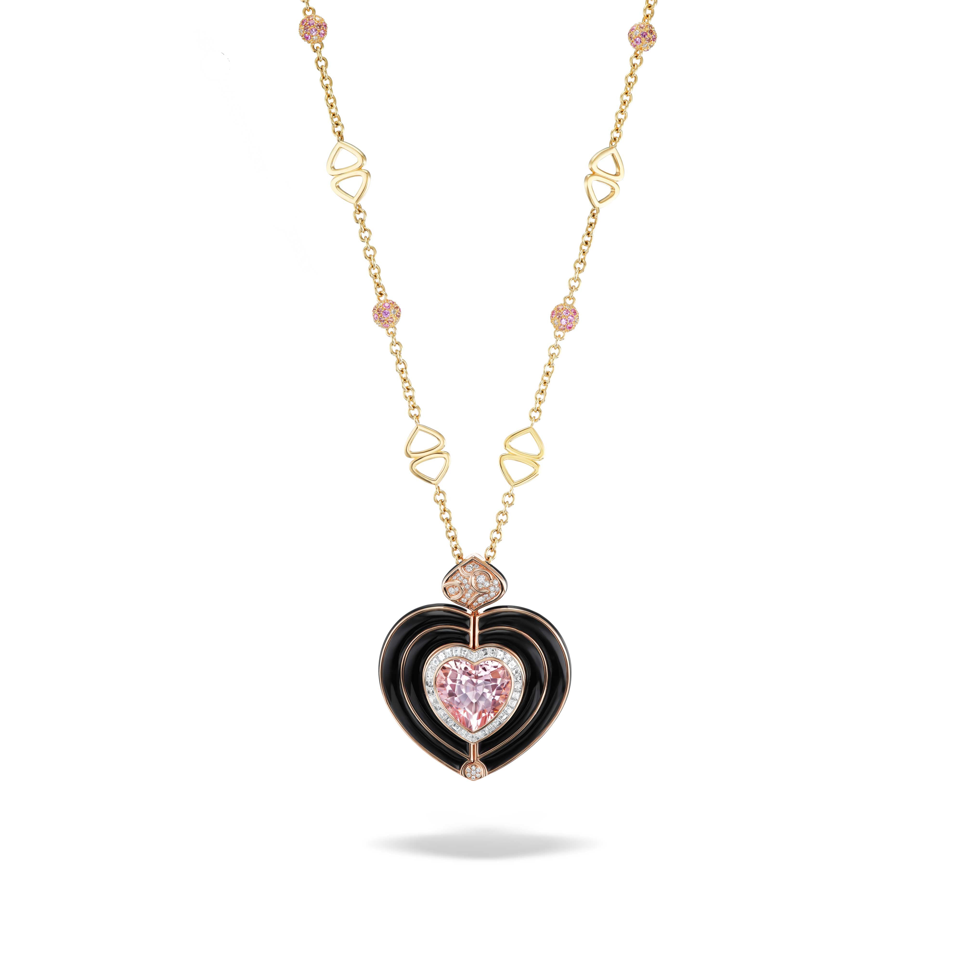 Onda Heart Pendant : Onda Pendant Pink heart pendant with Chain