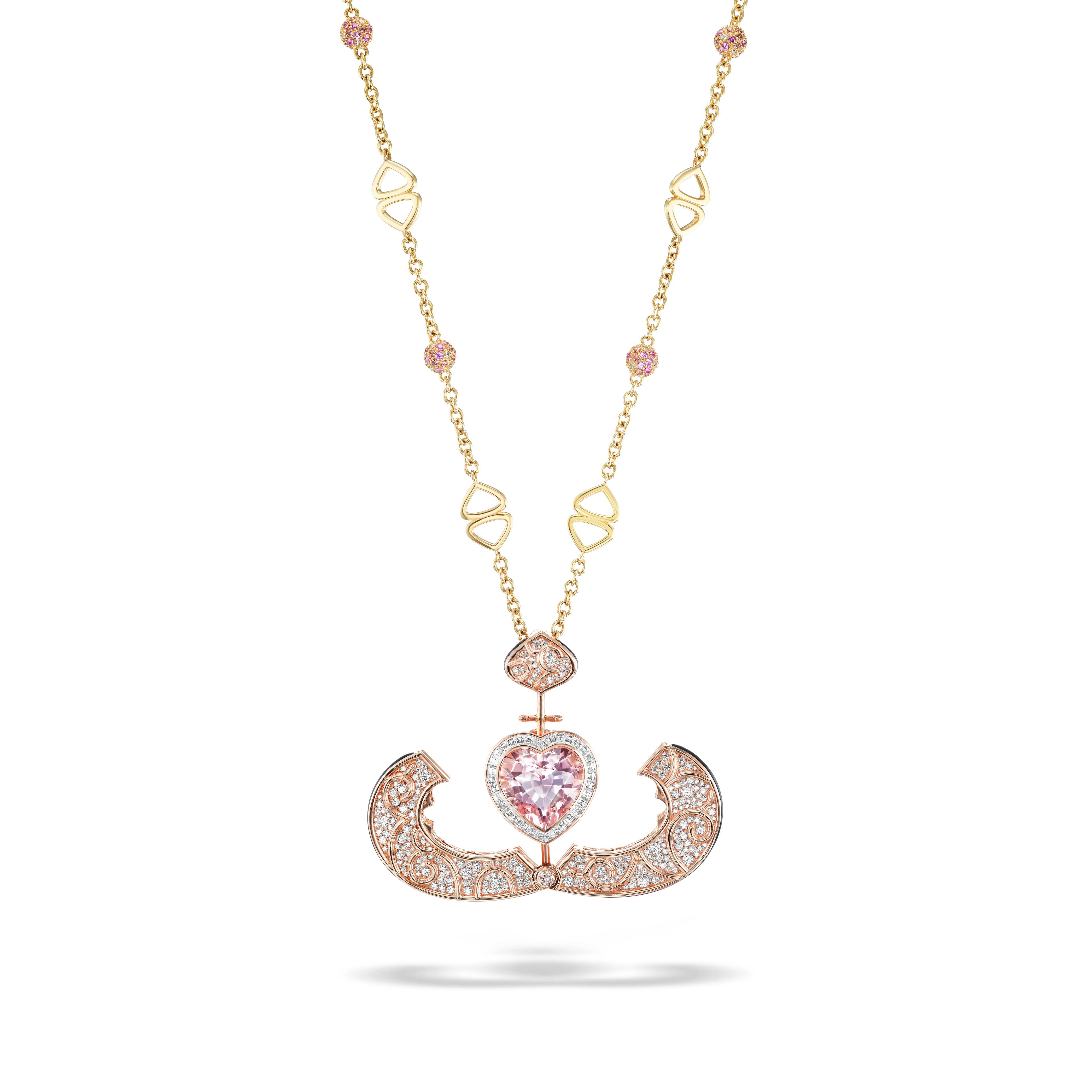 Onda Heart Pendant : Onda Pendant Pink heart pendant with Chain