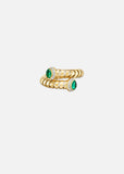 Trisolina Bypass Ring with Cabochon Emeralds