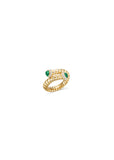 Trisolina Bypass Ring with Cabochon Emeralds