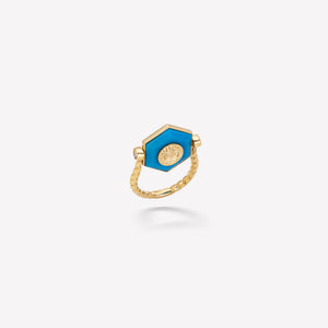 marinab.com, Soleil Turquoise Hexagon Flip Ring